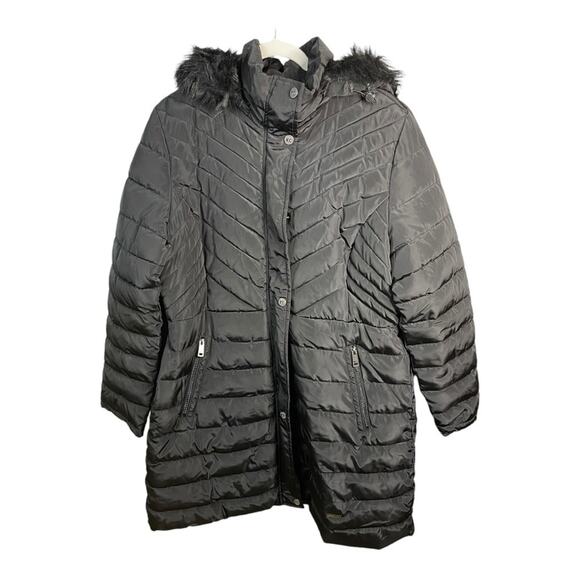 Kenneth Cole New York Jackets & Blazers - Kenneth Cole Full Length Parka Faux Fur Hooded Jacket in Black ‎ Size XL NWT